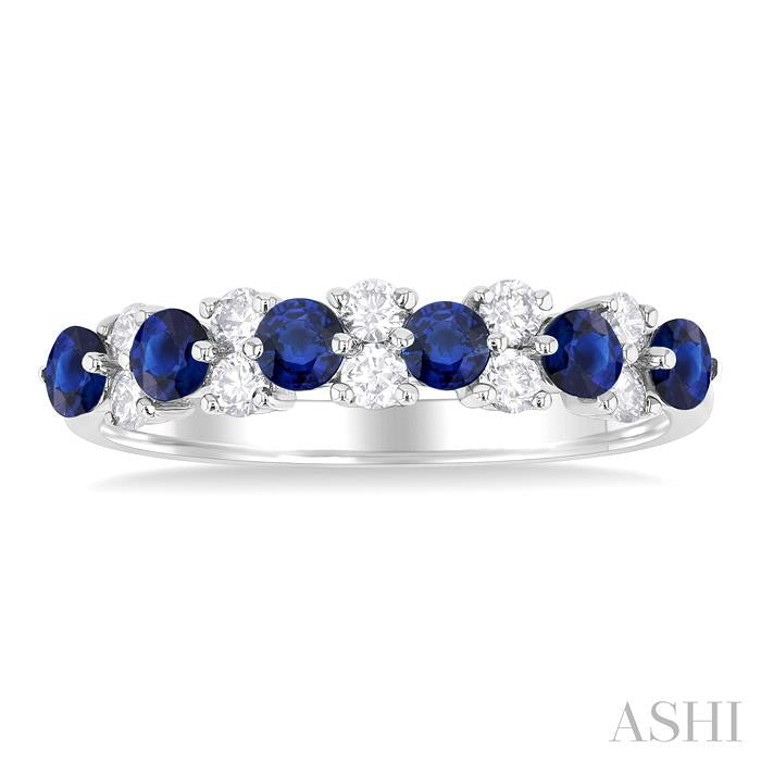 ASHI Alternate Gemstone & Diamond Band 46665PPFGSPWG