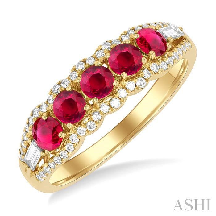ASHI Round Shape 5 Gemstone & Diamond Ring 46676PPFSRBYG