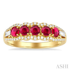 ASHI Round Shape 5 Gemstone & Diamond Ring 46676PPFSRBYG