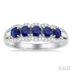 ASHI Round Shape 5 Gemstone & Diamond Ring 46676PPFSSPWG