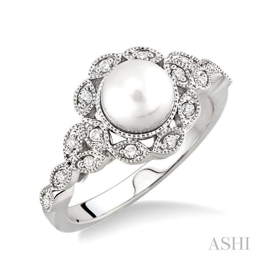 ASHI Pearl & Diamond Fashion Ring 55698PPFSWG
