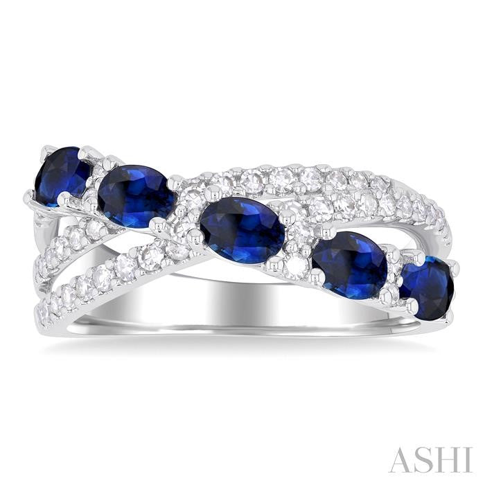ASHI Criss Cross Oval Shape Gemstone & Diamond Fashion Ring 46713PPFSSPWG