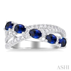 ASHI Criss Cross Oval Shape Gemstone & Diamond Fashion Ring 46713PPFSSPWG
