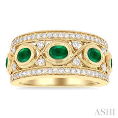 ASHI Oval Shape East-West Gemstone & Diamond Band 46724PPFSEMYG