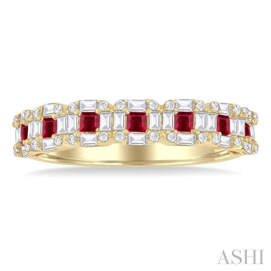 ASHI Princess Shape Gemstone & Diamond Ring 46793PPFGRBYG