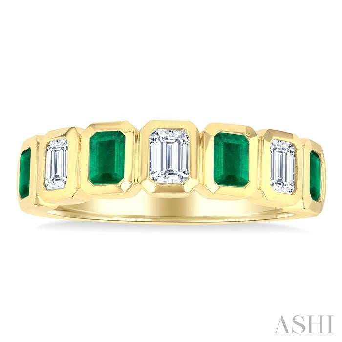 ASHI 7 Alternate Emerald Shape Gemstone & Diamond Fashion Band 46863PPFGEMYG-OC