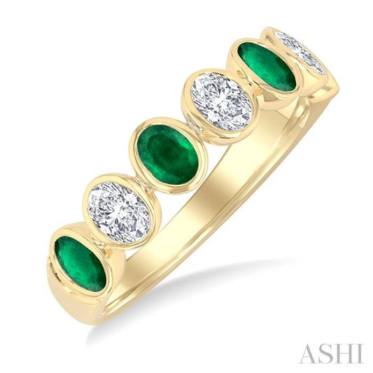 ASHI 7 Alternate Oval Shape Gemstone & Diamond Fashion Band 46863PPFGEMYG-OV