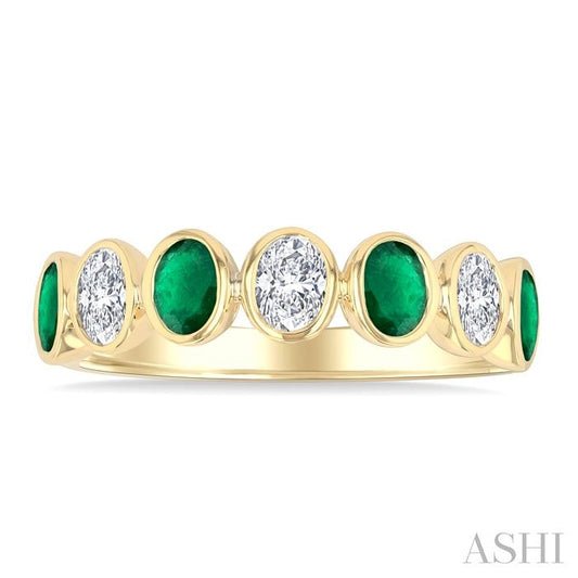 ASHI 7 Alternate Oval Shape Gemstone & Diamond Fashion Band 46863PPFGEMYG-OV