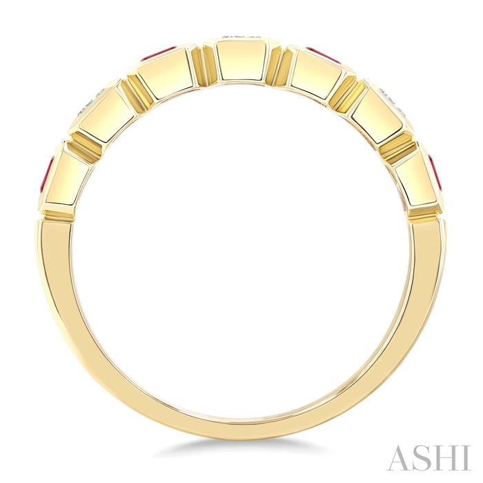 ASHI 7 Alternate Emerald Shape Gemstone & Diamond Fashion Band 46863PPFGRBYG-OC