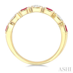 ASHI 7 Alternate Oval Shape Gemstone & Diamond Fashion Band 46863PPFGRBYG-OV