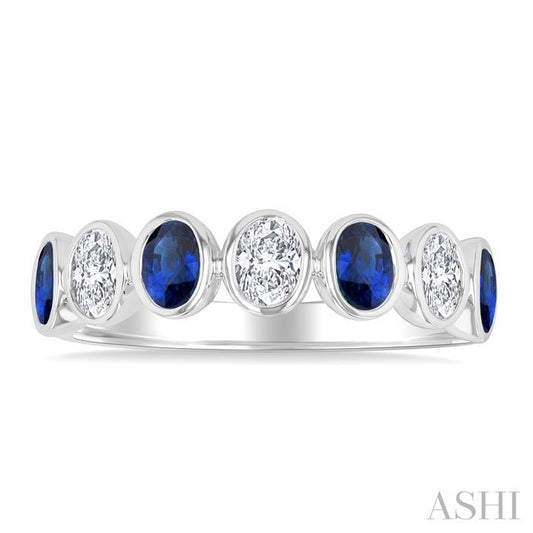 ASHI 7 Alternate Oval Shape Gemstone & Diamond Fashion Band 46863PPFGSPWG-OV