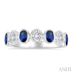 ASHI 7 Alternate Oval Shape Gemstone & Diamond Fashion Band 46863PPFGSPWG-OV