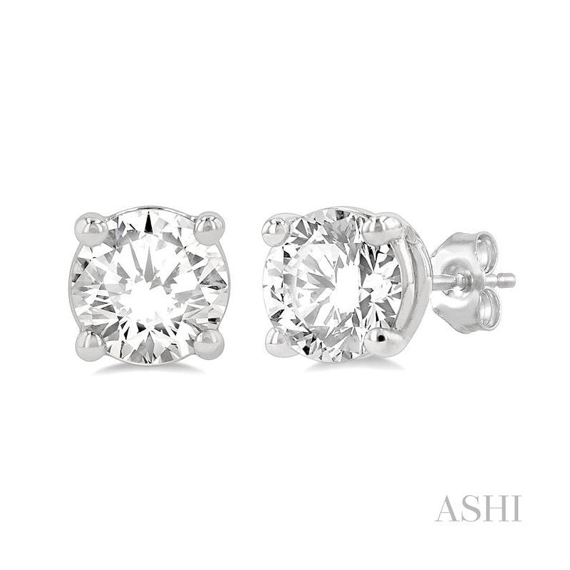 ASHI Round Shape Diamond Stud Earrings 66300PPFGERWG-1.50