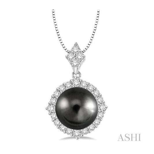ASHI Black Pearl & Halo Diamond Pendant 56813PPFHPDBPWG