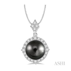 ASHI Black Pearl & Halo Diamond Pendant 56813PPFHPDBPWG