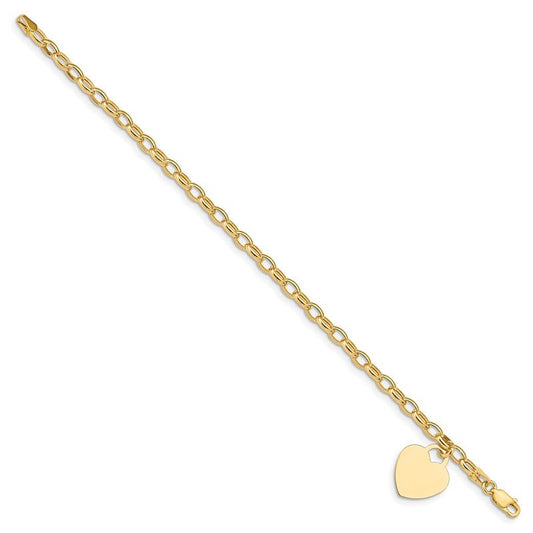 Quality Gold 14k Heart Charm Bracelet SF372-7.5