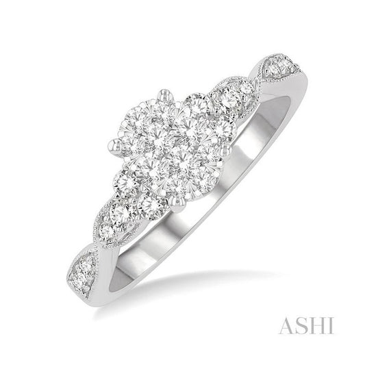 ASHI Oval Shape Lovebright Diamond Engagement Ring 125G3PPFHWG