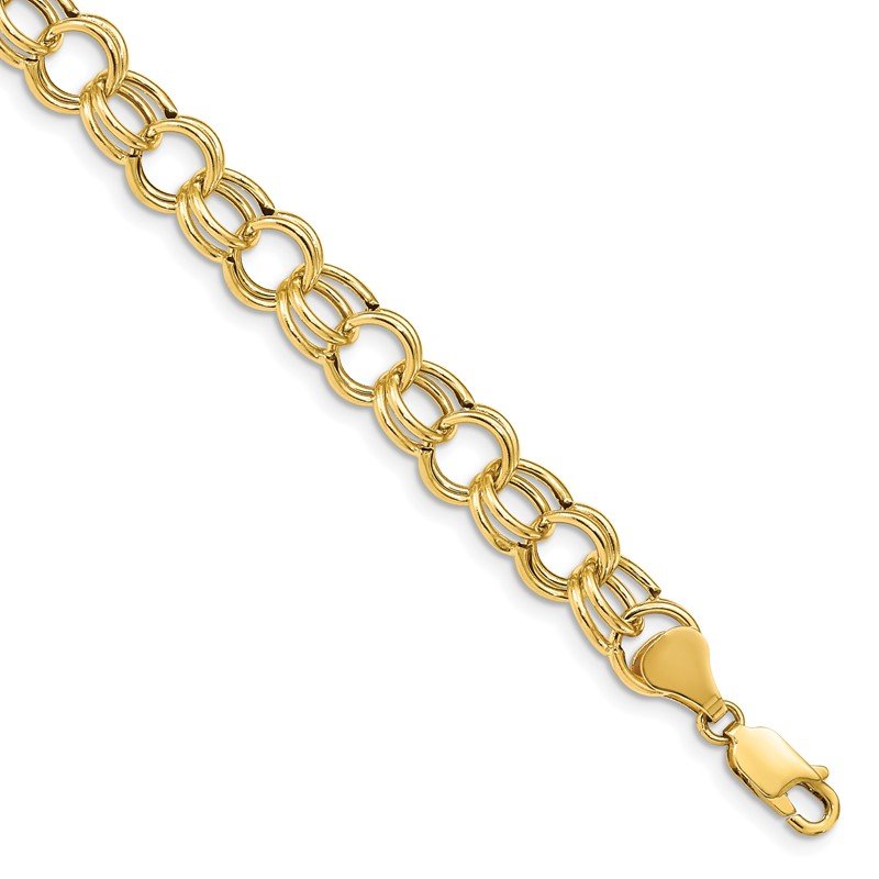 Quality Gold 14k Hollow Double Link Charm Bracelet DO520