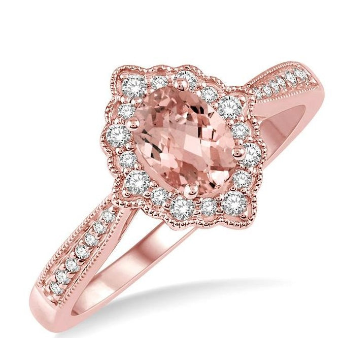 Parkplace Jewelers Oval Shape Gemstone & Halo Diamond Ring 52367PPTSMOPG