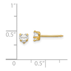 472E Inverness 14k 4mm Clear Heart CZ Earrings