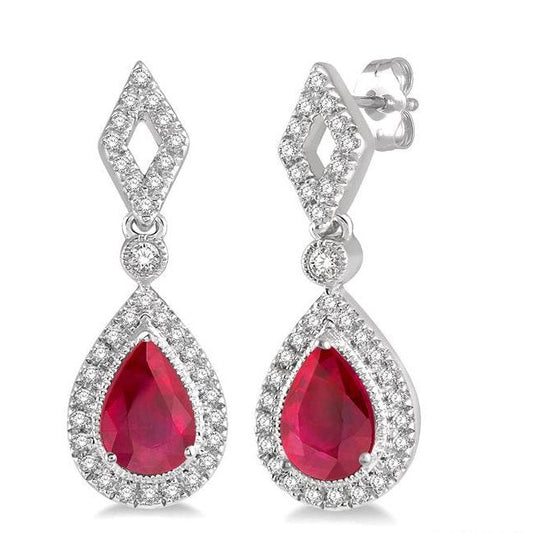 Parkplace Jewelers Pear Shape Gemstone & Halo Diamond Earrings 58577PPTSERRBWG