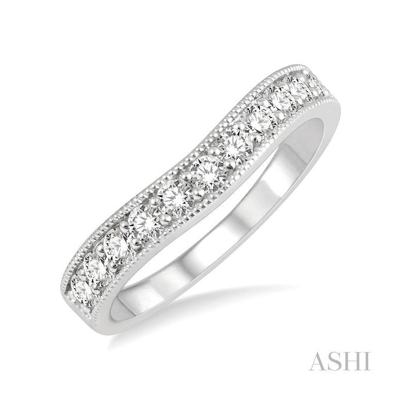 ASHI Curved Diamond Wedding Band 30363PPFGWG
