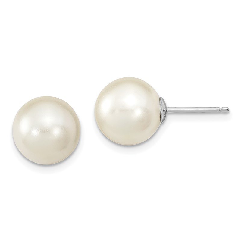 Quality Gold Sterling Silver RH 10-11mm Wht/Pink/Blk Imit. Shell Pearl Earring Set QE12882SET