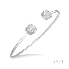 ASHI Stackable Cushion Shape Halo Lovebright Essential Diamond Open Cuff Bangle 7989VPPFVWG