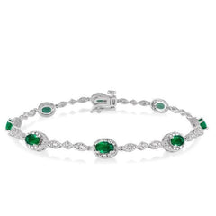 Parkplace Jewelers Oval Shape Gemstone & Halo Diamond Bracelet 76859PPTSEMWG