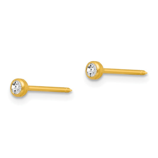 4E Inverness 14k 3mm Bezel Crystal Post Earrings