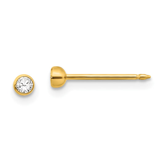 4E Inverness 14k 3mm Bezel Crystal Post Earrings