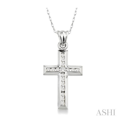 ASHI Channel Set Cross Diamond Pendant 95116PPTXPDW