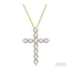 ASHI Cross Diamond Pendant 96450PPFGPDYG-4.00