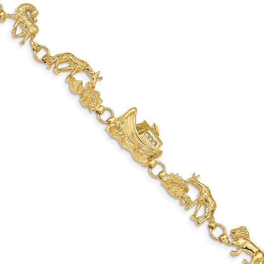 Quality Gold 14k Noah's Ark Bracelet FB375-7