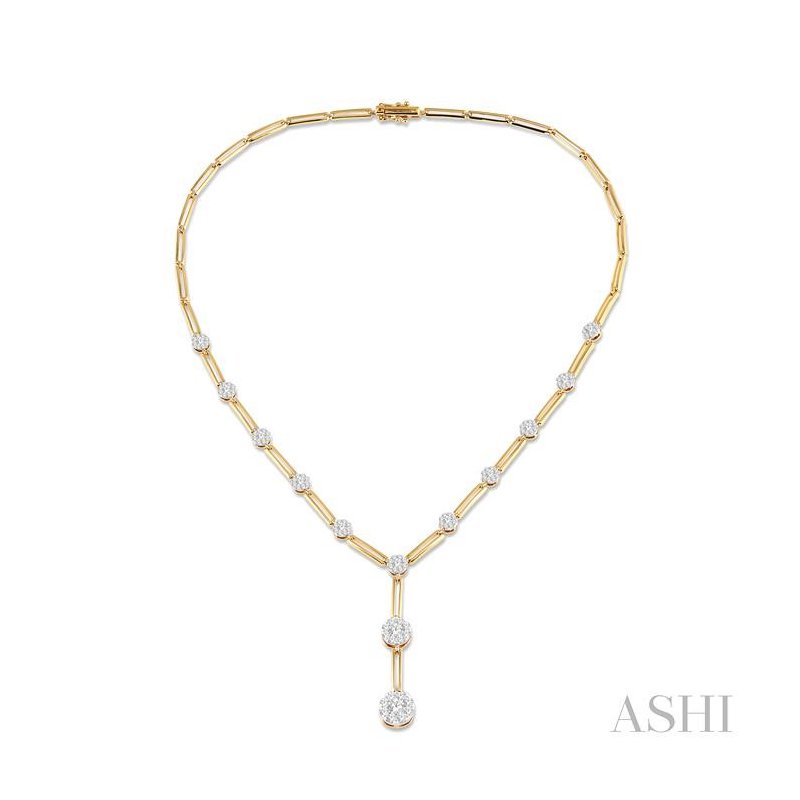ASHI Paper Clip Lovebright Diamond Fashion Necklace 99922PPFGNKYW