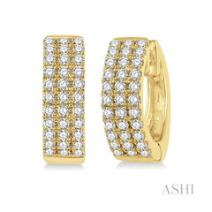 ASHI Three Row Petite Diamond Huggie Fashion Earrings 624C3PPFGERYG