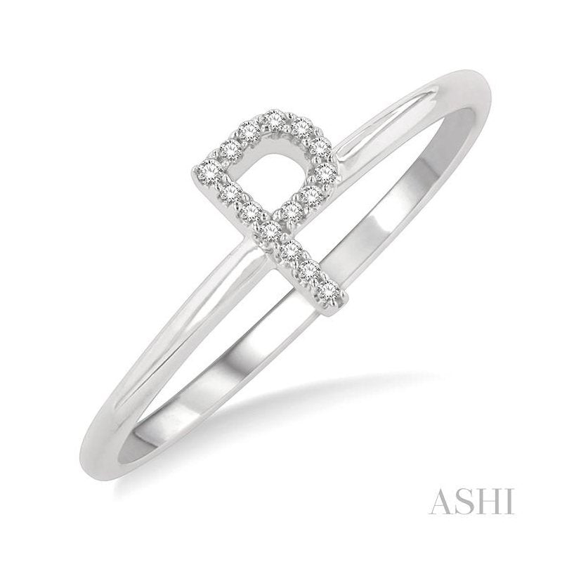 ASHI Block 'P' Initial Diamond Ring 365D9PPTSWG-P