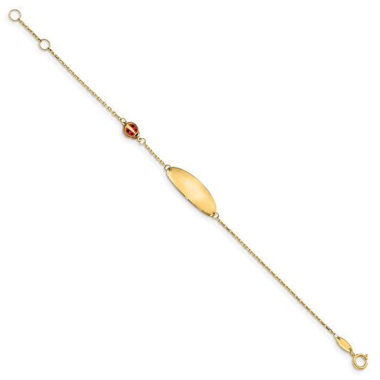 Quality Gold 14K Children's Enamel Ladybug w/.5in ext. ID Bracelet BID107-5.5