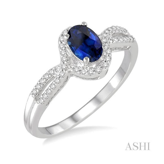 ASHI Oval Shape Gemstone & Diamond Ring 40718PPTSSPWG