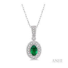 ASHI Oval Shape Gemstone & Halo Diamond Pendant 58348PPFNPDEMWG