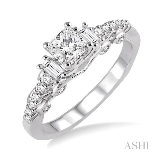 ASHI Princess Shape Diamond Engagement Ring 20932PPFHWG-LE