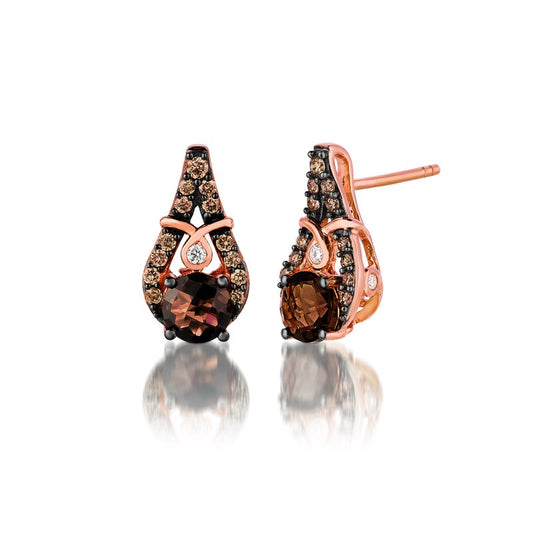 Le Vian 14K Strawberry Gold® Chocolate Quartz® 7/8 cts. Earrings TRDF 15
