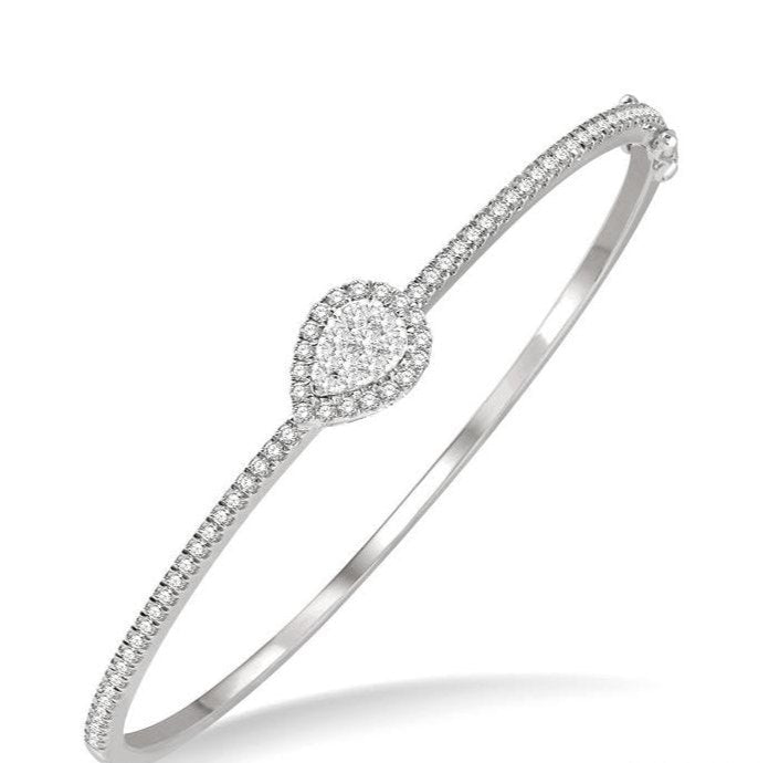 Parkplace Jewelers Stackable Pear Shape Halo Lovebright Essential Diamond Bangle 799B1PPFGWG-PR