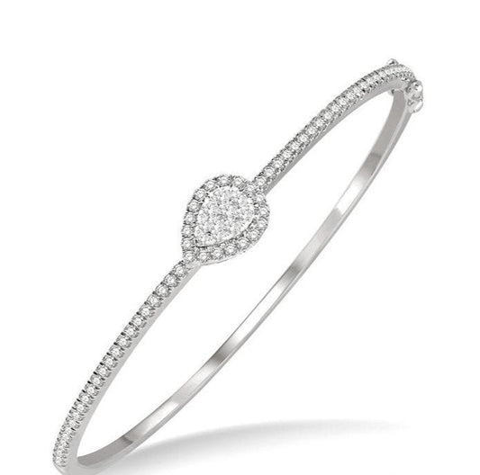 Parkplace Jewelers Stackable Pear Shape Halo Lovebright Essential Diamond Bangle 799B1PPFGWG-PR