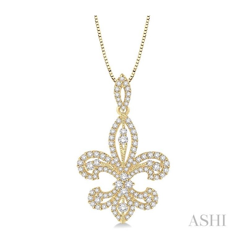 ASHI Fleur De Lis Diamond Pendant 98361PPFHPDYG