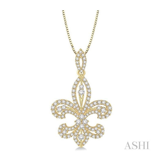 ASHI Fleur De Lis Diamond Pendant 98361PPFHPDYG