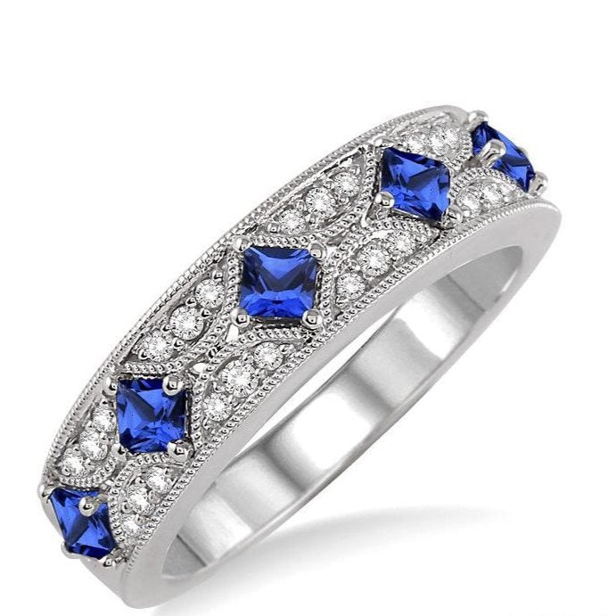 Parkplace Jewelers Princess Shape Gemstone & Diamond Fashion Band 46298PPFHSPWG