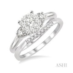 ASHI Round Shape Lovebright Diamond Wedding Set 19463PPFVWG-WS
