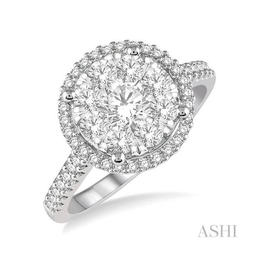 ASHI Round Shape Halo Lovebright Essential Diamond Engagement Ring 124F1PPFVWY