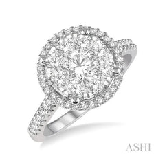 ASHI Round Shape Halo Lovebright Essential Diamond Engagement Ring 124F1PPFVWY